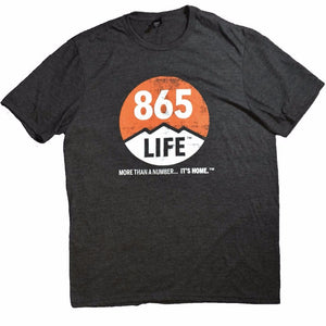 865LIFE LOGO on dark gray shirt - white background